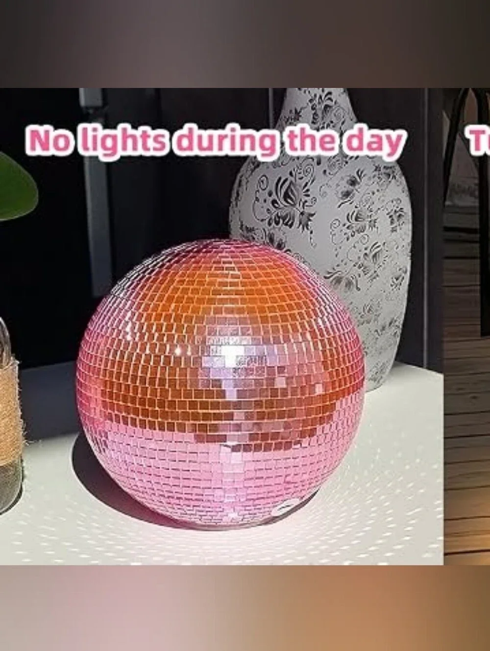 Pink Disco Ball Party Light Led Plug In - Sparkling Mirror Sphere
